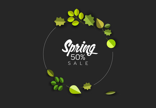 Spring Green Leafs Dark Sale Tag Layout