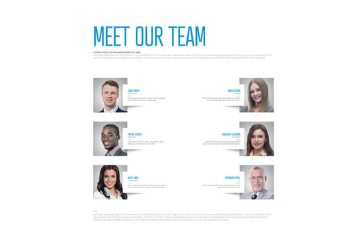 Meet Out Team Presentation Layout Page with Photos