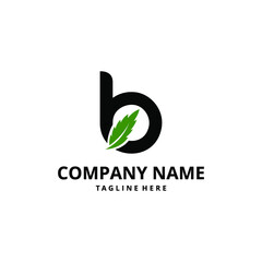 Fototapeta premium The initial vector template is a small letter b logo with vector design of marijuana leaves