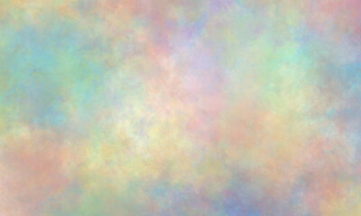 Watercolor background in pink, yellow, purple, green, blue and orange tones. Copy space, horizontal banner.