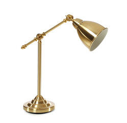 Modern golden lamp on white background
