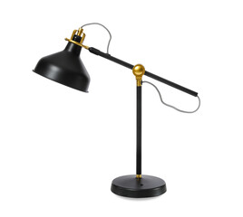 Modern black lamp on white background