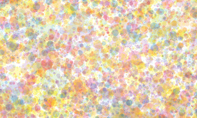 Abstract translucent watercolor background, splashes and inclusions in orange, blue, yellow, purple, pink and green tones. Copy space, horizontal banner.