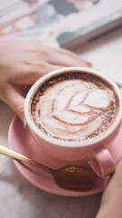 MORNING COFFEE IN PINK CUP