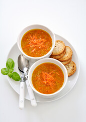 Carrot red lentil soup