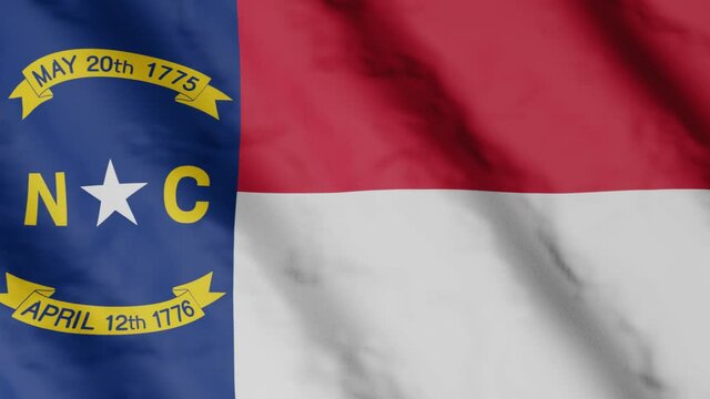 Flag of state North Carolina waving in the wind. Video footage.