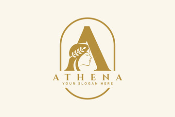 Beauty letter A monogram athena goddess logo brand - obrazy, fototapety, plakaty
