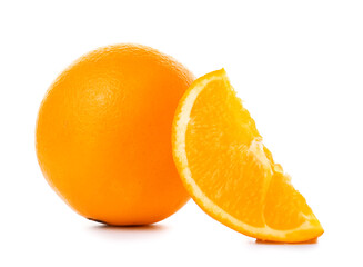 Fresh cut orange on white background