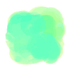 Hand drawn colorful spot on isolated white. Colored aquarelle blotch. Watercolour splotch. Paint and ink smudges. Bright blur stain. Trendy label brush stroke background