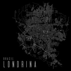 Londrina city vector map poster. Brazil municipality square linear street map, administrative municipal area.