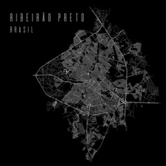 Ribeirao Preto city vector map poster. Brazil municipality square linear street map, administrative municipal area.