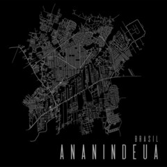 Ananindeua city vector map poster. Brazil municipality square linear street map, administrative municipal area.