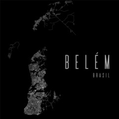 Belem city vector map poster. Brazil municipality square linear street map, administrative municipal area.