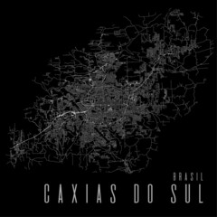 Caxias do Sul city vector map poster. Brazil municipality square linear street map, administrative municipal area.