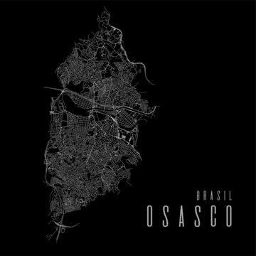Osasco city vector map poster. Brazil municipality square linear street map, administrative municipal area.