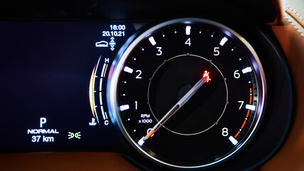 Fototapeta premium The modern dashboard. The Luxury car interior