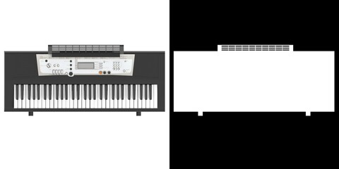 3D rendering illustration of a electronic piano keyboard on stand
