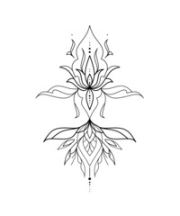 Illustration of a simple lotus tattoo design and great for all types of tattoos 