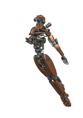 droid soldier is flying up in action