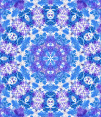 Fototapeta na wymiar Kaleidoscope Background Blue, White And Purple Textured Background