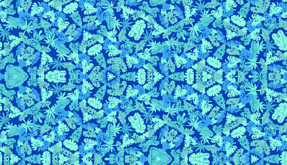 Blue Green Leaf Textile Seamless Pattern