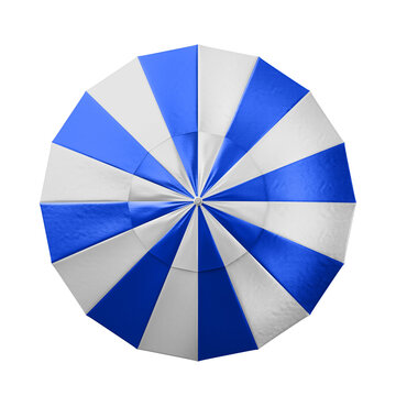 White and blue sunshade Top view for summer