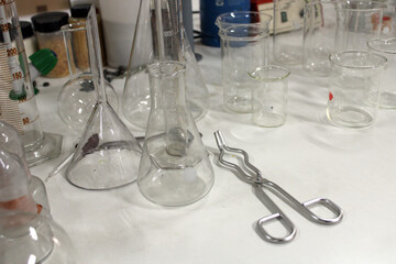 Laboratory material placed on a table  