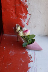 Roses on a shoe