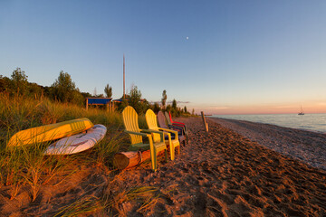 Sun setting on the beach on Lake Huron in Bayfield Ontario 