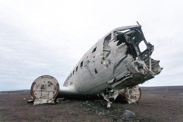 Solheimasandur plane wreck view. South Iceland landmark