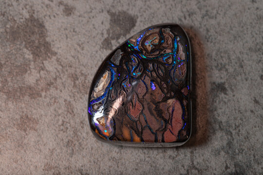 Colorful boulder opal gem from Koroit Australia