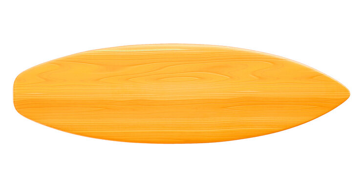 Yellow wooden surfboard for composition