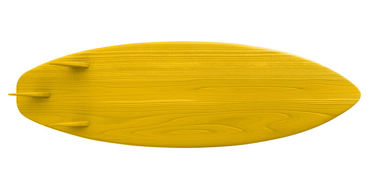 Yellow wooden surfboard