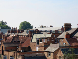 Roofs of traditional English red brick houses