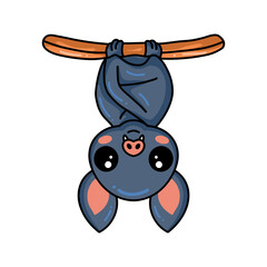 Cute little bat cartoon hanging on tree