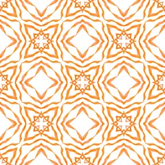 Behang Etnische handgeschilderde patroon. Oranje geweldige boho © Begin Again