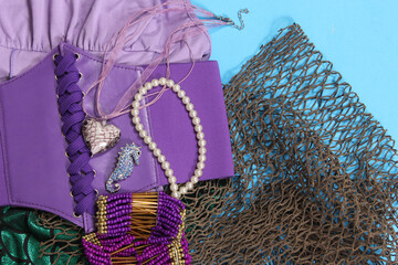 Mermaid Fashion With Jewelry and Fishing Net Close up
