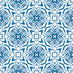 Mosaic seamless pattern. Blue amusing boho chic