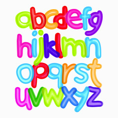 Fun style font design, childish alphabet letters vector illustration