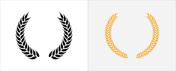 Laurel wreath icon. Foliage wheat wreath vector icon. Round leaf wreath design for trophy crest, award and achievement border. Vector illustration collection.