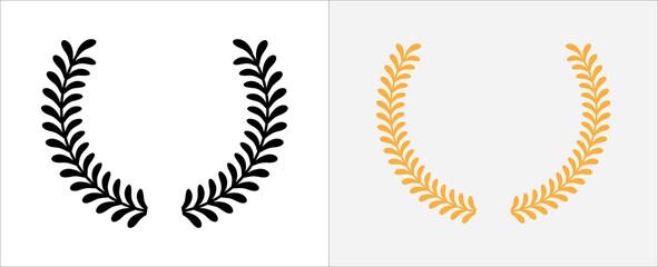 Laurel wreath icon. Foliage wreath vector icon. Round leaf wreath design for trophy crest, award and achievement border. Vector illustration collection.