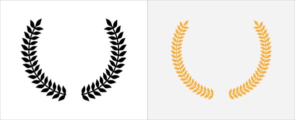 Laurel wreath icon. Foliage wreath vector icon. Round leaf wreath design for trophy crest, award and achievement border. Vector illustration collection.