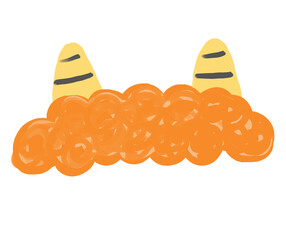 写真に被せる鬼の被り物　オレンジ