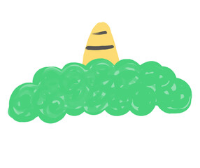 写真に被せる鬼の被り物　緑