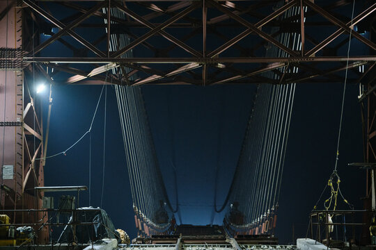 Nightscape with bridge constraction