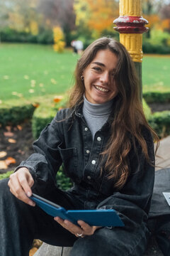Female Student Reading an Ebook