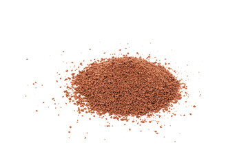 Pile of cocoa powder isolated on white background.