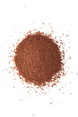 Pile of cocoa powder isolated on white background.
