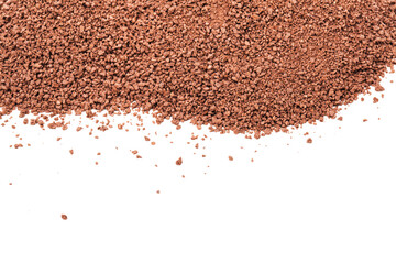 Pile of cocoa powder isolated on white background.