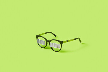 Glasses with barcodes on lenses